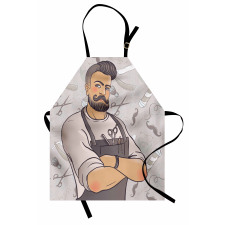 Muscular Barber Man Apron