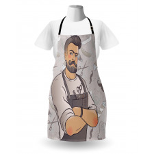 Muscular Barber Man Apron