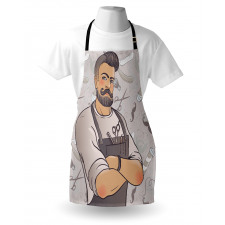 Muscular Barber Man Apron