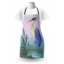 Heron with Reed Water Apron