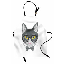 Greyscale Cat with Bowtie Apron