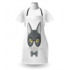 Greyscale Cat with Bowtie Apron