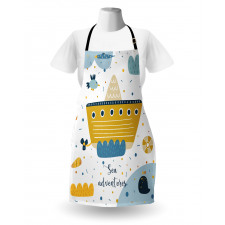 Ship and Puffy Clouds Apron