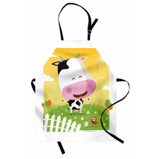 Happy Cartoon Cow Ranch Apron