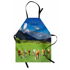 Mountains Grazing Cows Apron