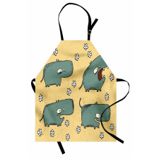 Comic Hippo Floral Grungy Apron