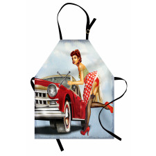 Lady Fixing the Car Apron