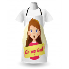 Surprised Cartoon Girl Apron