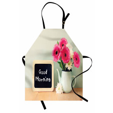 Pozitif Mutfak Önlüğü İyi Sabahlar Yazılı Tahta ve Çiçekler Model