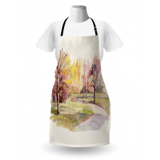 Watercolor Trees and Road Apron