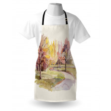 Watercolor Trees and Road Apron