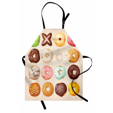 Tatlı Çörek Mutfak Önlüğü Farklı Şekillerde Renkli Donutlar