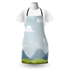 Cartoon Mountains Idyllic Apron