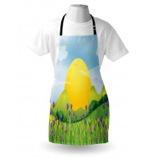 Mountains with Violets Apron
