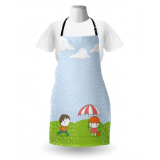 Boy and Girl in the Rain Apron