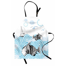 Sketch Boat and Animals Apron