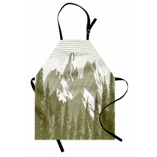 Woodcut Style Mountain Land Apron