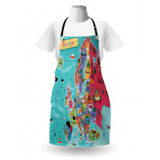 Cartoon Europe Map Landmark Apron