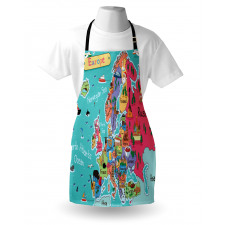 Cartoon Europe Map Landmark Apron