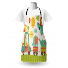 Train with Jungle Animals Apron