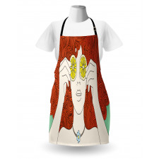 Curly Ginger Hair Girl Lemon Apron