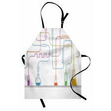 Bilim Mutfak Önlüğü Kimya Laboratuvarındaki Deney Kapları Desenli