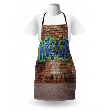 Graffiti Words Brick Wall Apron