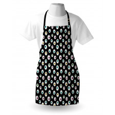 Dashed Circles Cartoon Eyes Apron