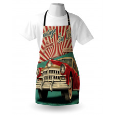 Greetings Words Retro Car Apron