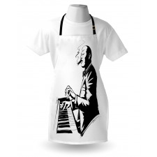 Jazz Pianist Sketch Artwork Apron