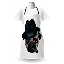 Cartoon Cool Pug Dog Portrait Apron