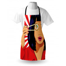 Pop Art Style Girl with Sushi Apron