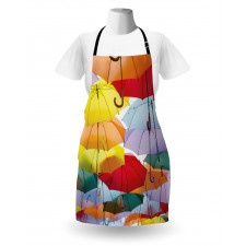Gökyüzü Mutfak Önlüğü Rengarenk Şemsiyeler Desenli