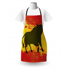 Bull Silhouette on Flag Apron