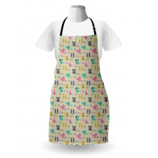 Cartoon Style Animal Faces Apron