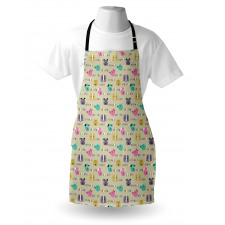 Cartoon Style Animal Faces Apron