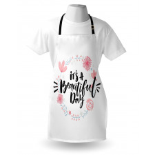 Floral Wreath Modern Text Apron