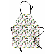 Colorful Rose Buds Leaves Apron