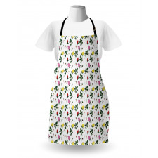 Colorful Rose Buds Leaves Apron