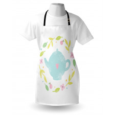 Grungy Teapot Floral Wreath Apron