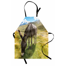 Donkey Eating Grass Mountain Apron