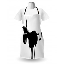 Black Fun Mascot Silhouette Apron