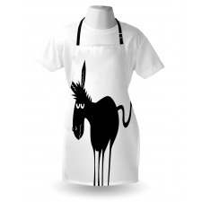 Black Fun Mascot Silhouette Apron