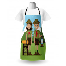 Woman and Men in Forest Apron