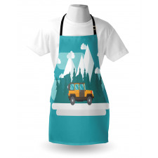 Journey in Snowy Winter Season Apron