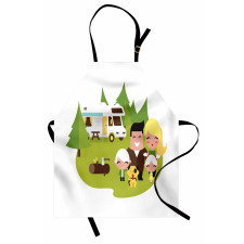 Happy Camper Family in Woods Apron