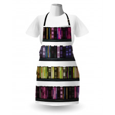 Colorful Books on Shelves Apron