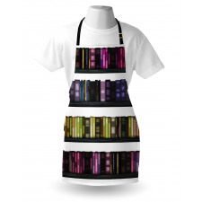 Colorful Books on Shelves Apron