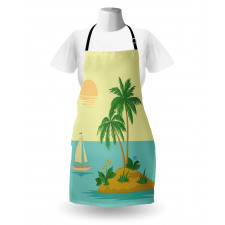 Tropical Palm Tree and Boat Apron