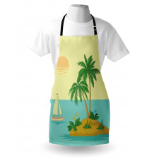Tropical Palm Tree and Boat Apron
